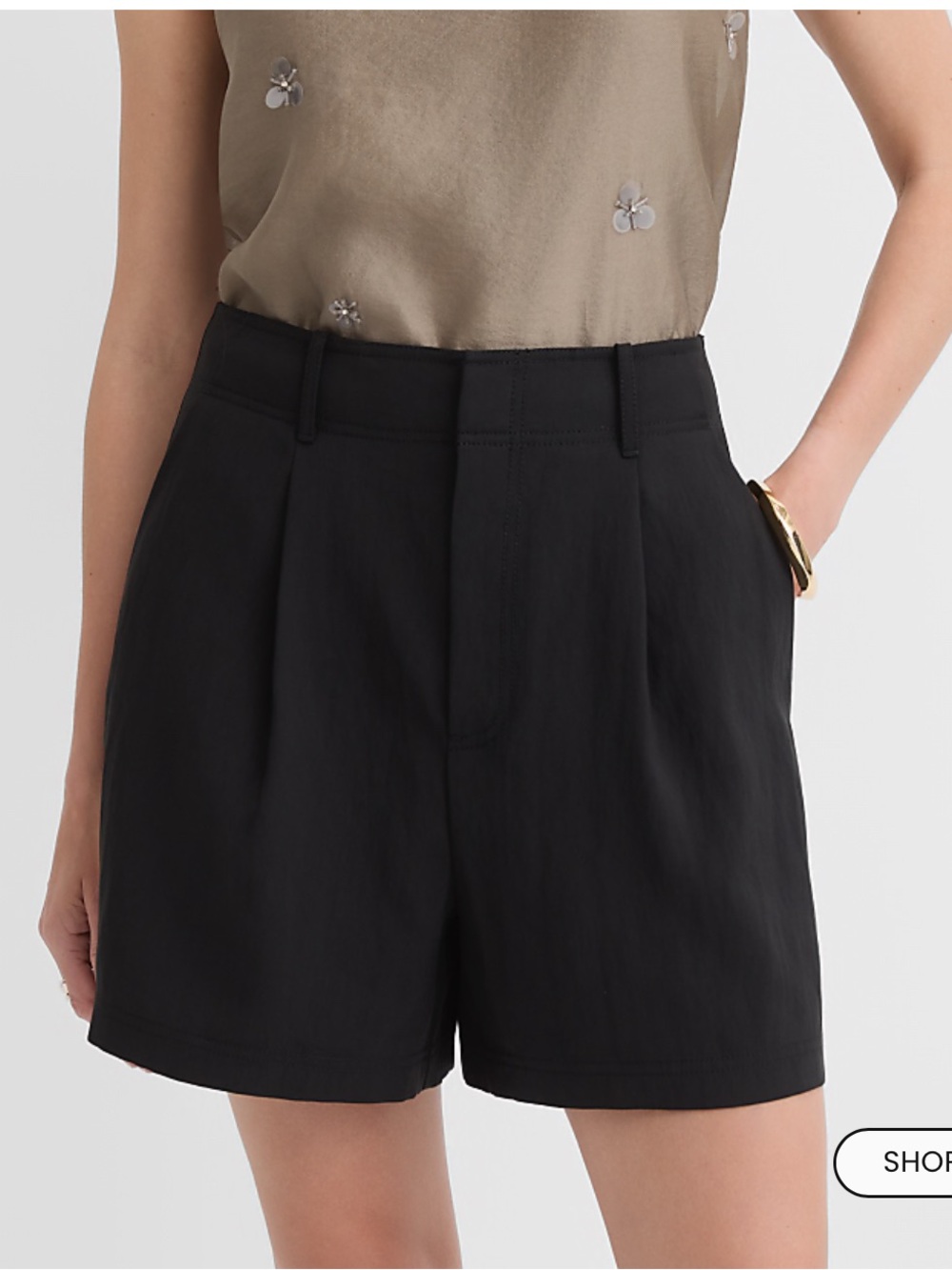 LOFT Black High Rise Pleated Trouser Shorts Size 0 Workwear